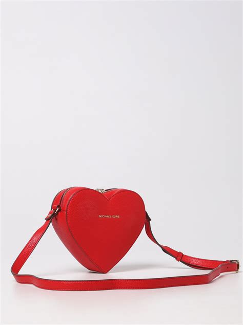 michael kors purse red with heart on front|Michael Kors red shoulder bag.